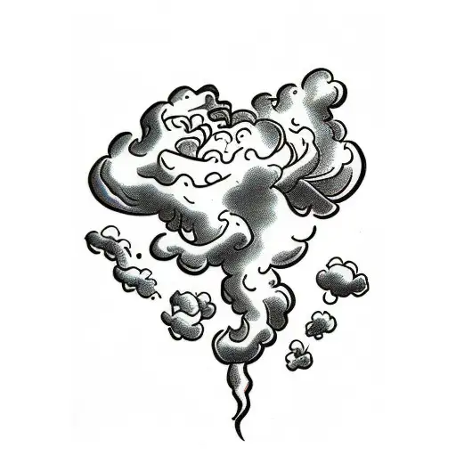 smoke as clouds with roses tattoo design idea