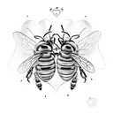 two bumble bees flying holding a heart in their hands tattoo design idea