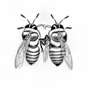 two bumble bees flying holding a heart in their hands tattoo design idea
