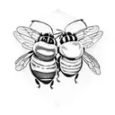 two bumble bees flying holding a heart in their hands tattoo design idea