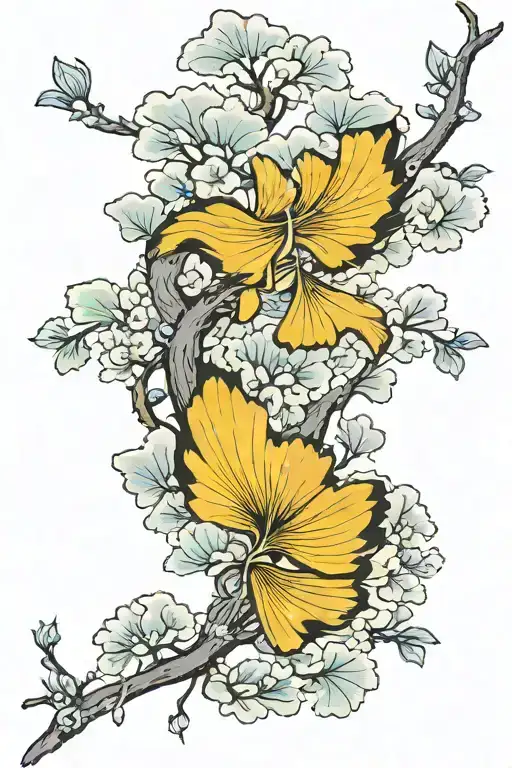 Ginkgo is double-bladed tattoo design idea