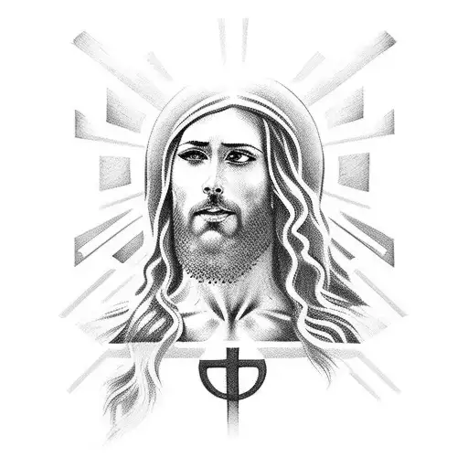 Jesus face to face against Odin  tattoo design idea