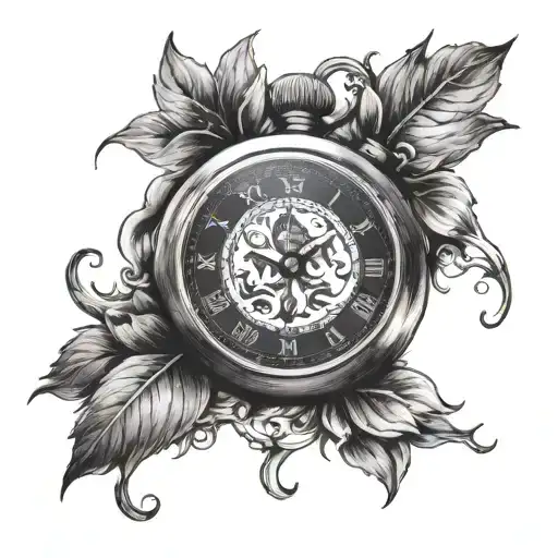 stopwatch with the clock showing 10:01 under vanesa conkova tattoo design idea