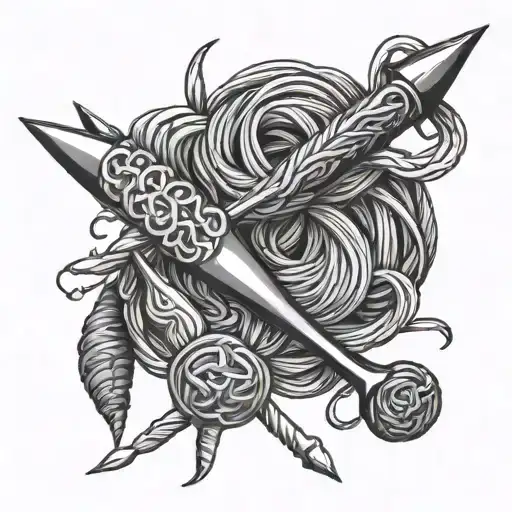crochet hooks and yarn tattoo design idea