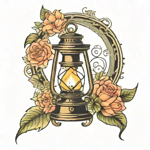 Traditional oil lantern  tattoo design idea
