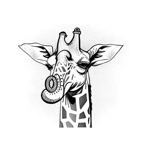 giraffe following elephant tattoo design idea