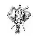 giraffe and elephant  tattoo design idea