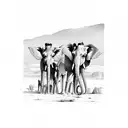 giraffe and elephant  tattoo design idea