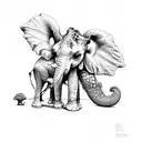 giraffe and elephant  tattoo design idea