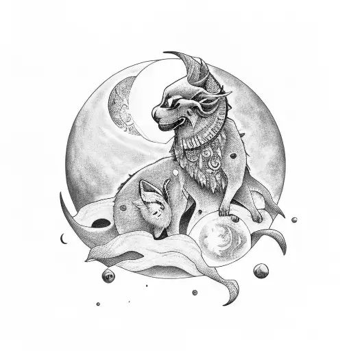 sol y luna  tattoo design idea