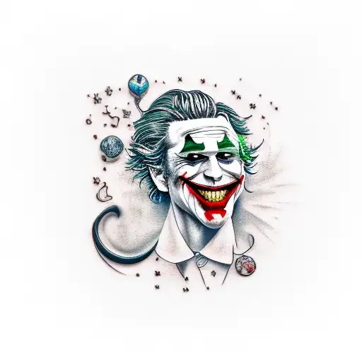 joker smiling tattoo design idea