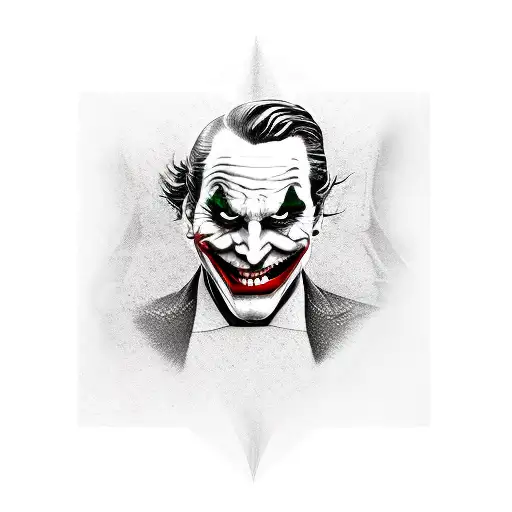 joker face with different emotions in background tattoo design idea