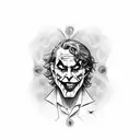 joker with different emotion expressions in the background tattoo design idea