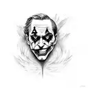 joker with different emotion expressions in the background tattoo design idea