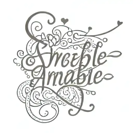 "se amable" in cursive with shapes and hearts around it spread out horizontally  tattoo design idea