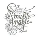 "se amable" in cursive with shapes and hearts around it spread out horizontally  tattoo design idea