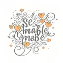 "se amable" in cursive with shapes and hearts around it spread out horizontally  tattoo design idea