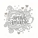 "se amable" in cursive with shapes and hearts around it spread out horizontally  tattoo design idea