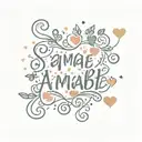 "se amable" in cursive with shapes and hearts around it spread out horizontally  tattoo design idea
