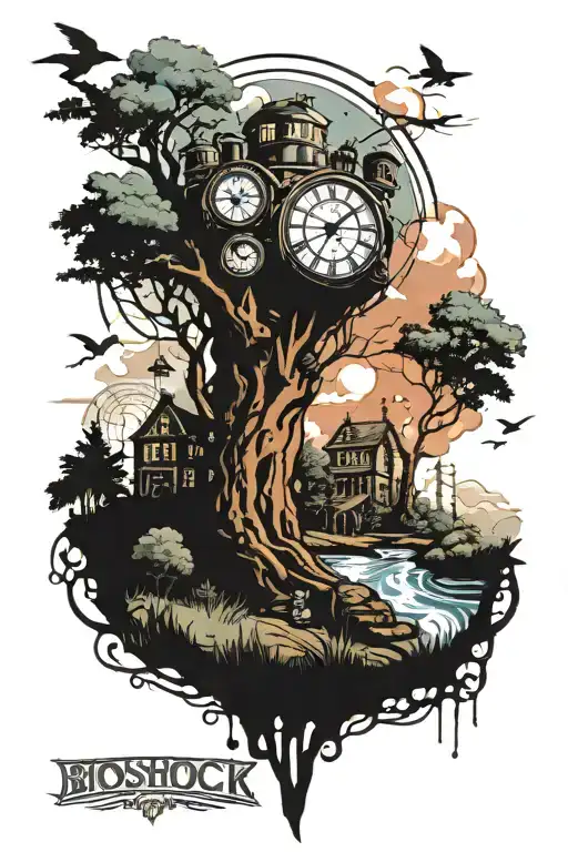 bioshock infinite columbia landscape tattoo design idea