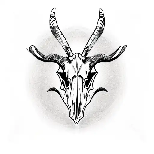 goat skull with horns tattoo design idea