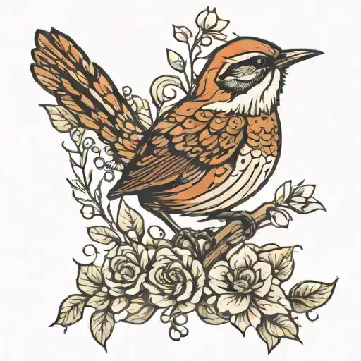 wren bird tattoo design idea