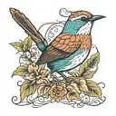 wren bird tattoo design idea