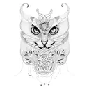 A dotwork design featuring Sara, Kika, and Gui surrounded by intricate patterns symbolizing their love and unity tattoo design idea