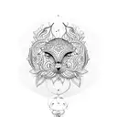 A dotwork design featuring Sara, Kika, and Gui surrounded by intricate patterns symbolizing their love and unity tattoo design idea