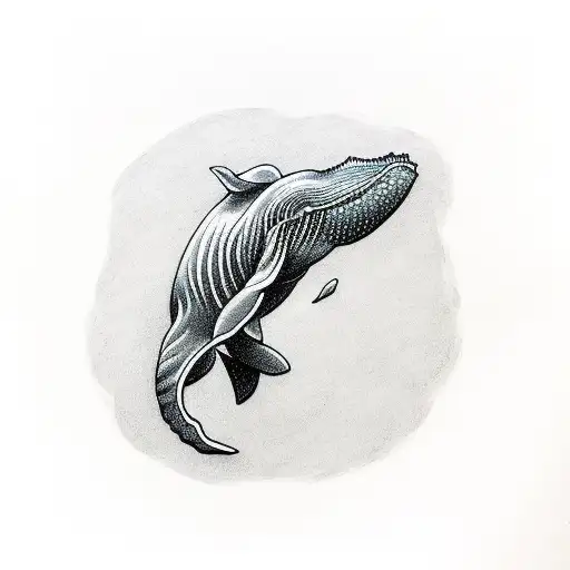 whale tail tattoo with round ripple tattoo design idea