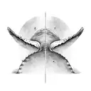 whale tail tattoo with round ripple tattoo design idea