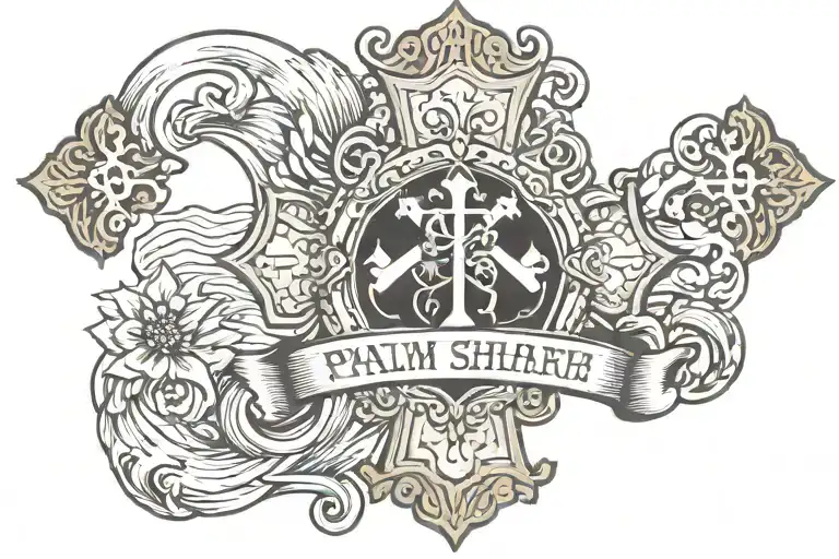 psalm 23:4 woth cross surrounded tattoo design idea