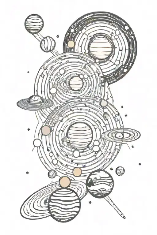 Galaxy themed solar system tattoo design idea