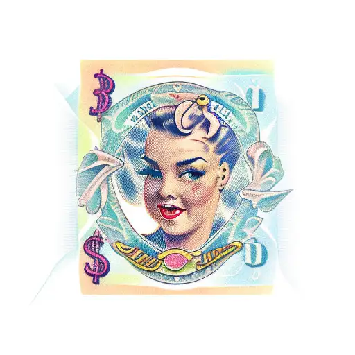 pinup money sign  tattoo design idea