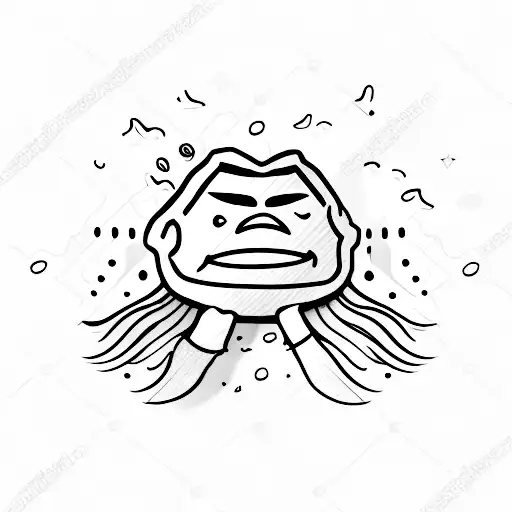 Sad emoji with a mask over it that covers half of it with a smile tattoo design idea