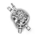 A mechanical heart with car parts and pistons tattoo design idea