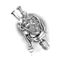 A mechanical heart with car parts and pistons tattoo design idea