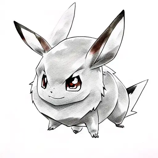 Pokemon Eevee in watercolor tattoo design idea