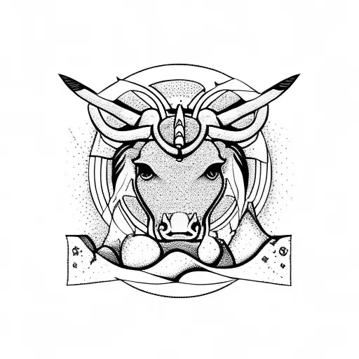 Taurus moon kawaii tattoo design idea