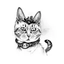 steampunk cat tattoo design idea