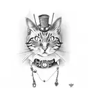 steampunk cat tattoo design idea