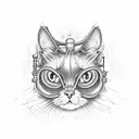 steampunk cat tattoo design idea
