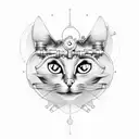 steampunk cat tattoo design idea