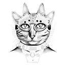 steampunk cat tattoo design idea