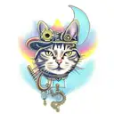 steampunk cat tattoo design idea