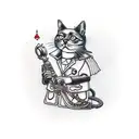 steampunk cat tattoo design idea