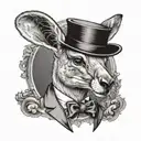 kangaroo wearing top hat tattoo design idea