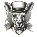 kangaroo wearing top hat tattoo design idea