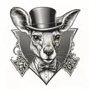 kangaroo wearing top hat tattoo design idea