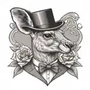 kangaroo wearing top hat tattoo design idea